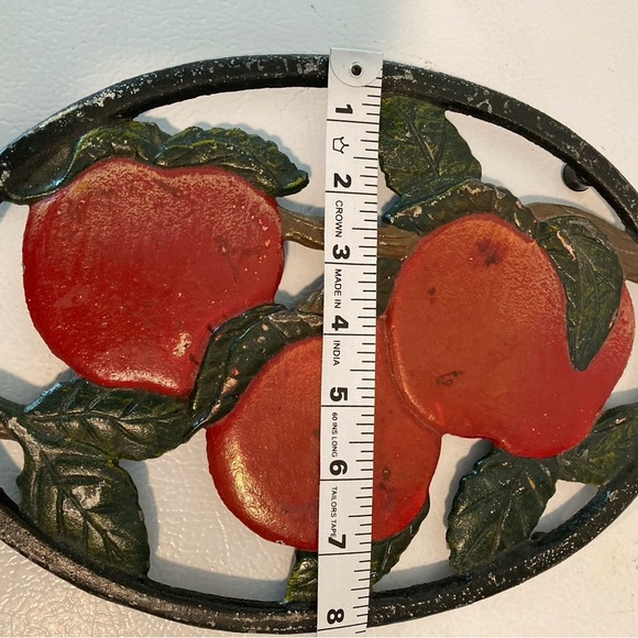 Unbranded Fall Apple Cast Iron Trivet Or Wall Hanging Vintage Apple Design - Picture 10 of 12